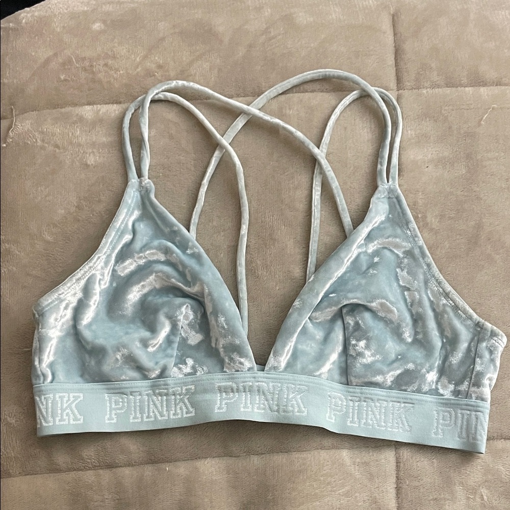PINK Victoria's Secret Velvet Bralette in Soft Blue